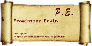 Promintzer Ervin névjegykártya
