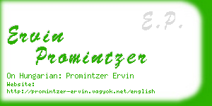 ervin promintzer business card